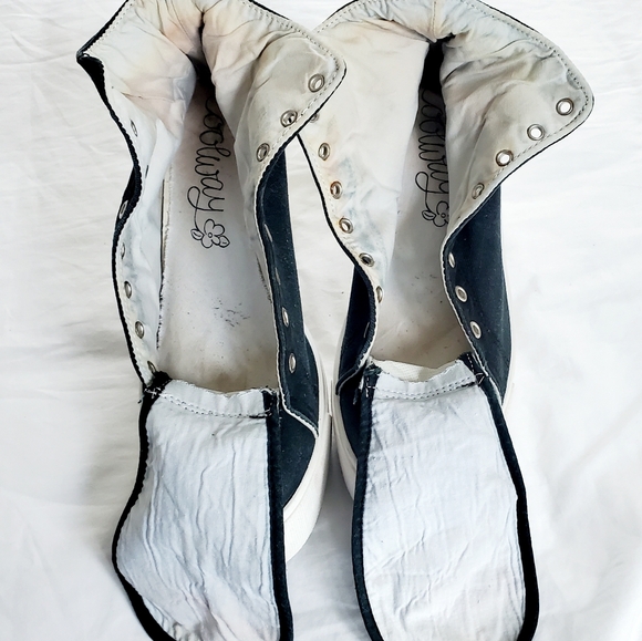 Vintage Washed Black Canvas Platform Lace-ups Made In Italy 39 - Picture 8 of 10